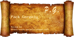 Pack Gergely névjegykártya